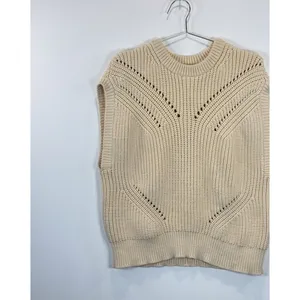 Madewell Womens Sweater Beige Mariella Pointelle Tee Relaxed Fit Sleeveless XL thumbnail 6