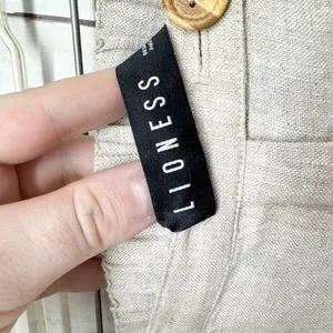 Lioness Pants Women Size Small Tan Linen Straight Leg Button‎ Zip Fly Cuffed thumbnail 8