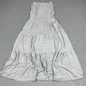 See You Monday Dress Womens Small Gray Striped V-Neck Maxi Jersey Sundress thumbnail 1