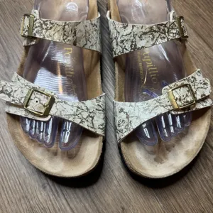 Papillio Women's Sydney Double Strap Sandals Cream Gold Marble Size 42 L11 thumbnail 3