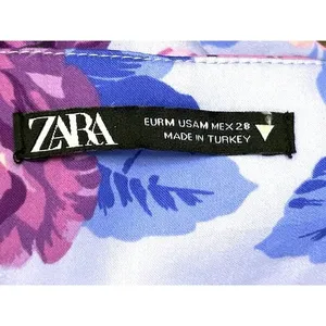 Zara Blue Pink Floral Bustier Mini Dress‎ Spaghetti Strap Fit and Flare Size M thumbnail 4