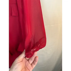 Trixxi Dress Womens M Red Chiffon Ruffle Tiered Mini V-Neck Long Sleeve thumbnail 5