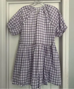 Hill House Tuckernuck Purple Gingham Print Adeline Babydoll Dress Swedish Dot thumbnail 4