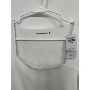 NWT Abercrombie White Square-Neck Long-Sleeve Bodysuit M thumbnail 4