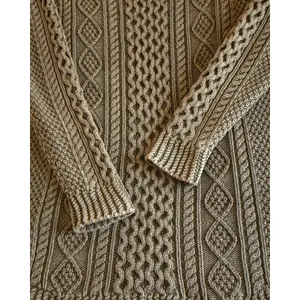 LL Bean Signature Sweater Womens Size L Green Cable Knit Fisherman 100% Cotton thumbnail 9