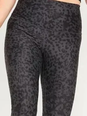 Old Navy Black Tonal Leopard High-Rise Athletic Leggings Size-Large Sporty Chic thumbnail 1