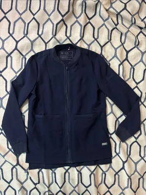 FIGS Bellery Scrub Jacket for Women - Navy classic bomber jacket Size XXS thumbnail 4