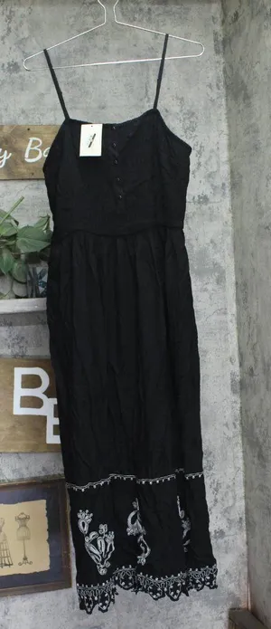 Universal Thread Button-Front Smocked Maxi Sundress 94442789 Black L thumbnail 1