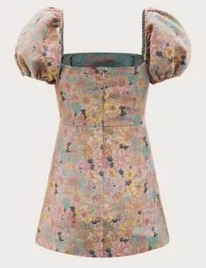 Floral Print Square Neck Puff Sleeve Dress thumbnail 4