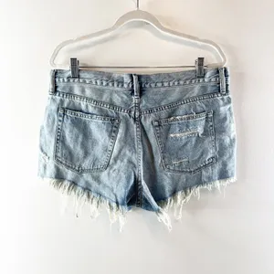 Free People Loving Good Vibrations Distressed Cutoff Denim Shorts Blue 31 thumbnail 4