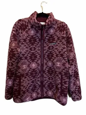 Columbia Full Zip Printed Fleece Jacket Purple Pink Aztec Pattern thumbnail 1