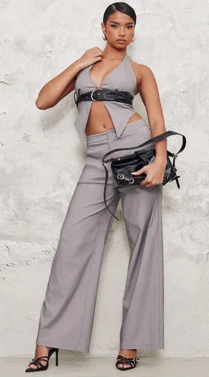 Pretty Little Thing Gray Work Pants thumbnail 1
