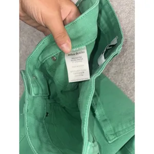 Mica Cropped Flare Jeans Women Size 25 Green Distressed Raw Hem High Rise Boho thumbnail 3