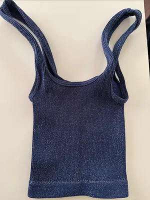 FREE PEOPLE MOVEMENT Navy XS/S Gold sparkle Ribbed Tank Top. thumbnail 1