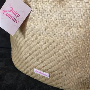 NWT Juicy Couture Woven Beach Tote Straw Bag Pink Lined Summer Resort Purse thumbnail 4