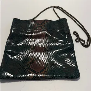 Free People Women's Faux Leather Snakeskin Print Crossbody Bag with Chain Strap. thumbnail 2