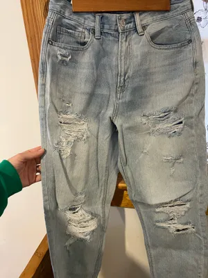 American Eagle Mom Jeans Distressed Light Wash Denim thumbnail 6
