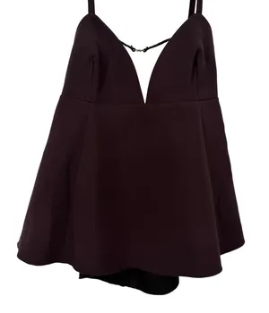 Mango MNG Selection Brown Deep V-Neck Peplum Camisole NWT Size L‎ Contemporary thumbnail 1