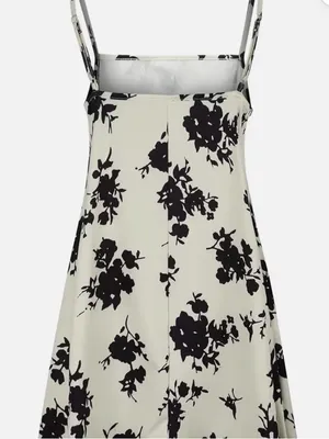 Women’s White Black Floral Slip Mini Dress Spaghetti Straps Square Neck 2XL thumbnail 5
