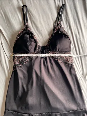 SEXY Satin & Lace Silky Black Lingerie Sleep Dress Auden Women’s Slip Sz S NWT thumbnail 6