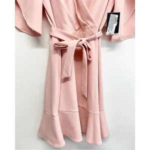 DKNY Pink Tulip Sleeve Faux Wrap Ruffle Hem Dress Size‎ 6 NEW thumbnail 7