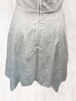 ALTAR’D STATE Embroidered 100% Cotton Asymmetric Fit & Flare White Dress,‎ Large thumbnail 9