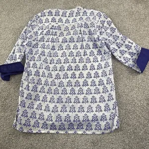 Roberta Roller Rabbit Cotton Tunic Top Blue Block Print Boho Beach Resort M‎ thumbnail 2