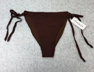 PacSun Swim Brown Crochet‎ Side Tie Bikini Bottom L Large New 090233 thumbnail 1