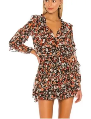 MISA Los Angeles Miss Rizou Safari floral ruffle mini dress . S thumbnail 1
