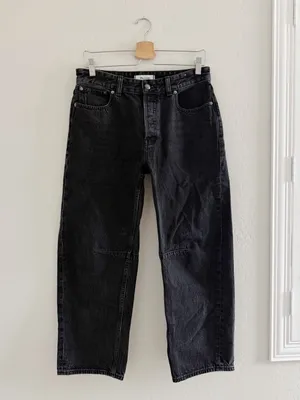 NEW Madewell The Darted Barrel-Leg Jean in Washed Black Women’s Jeans Size 27 thumbnail 6