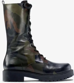 Michael Kors Brenna runway camo leather lace-up boots thumbnail 1