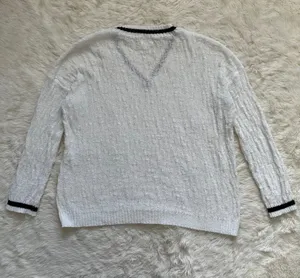 superdown x Revolve Sweater Long Sleeve V Neck Knit White Black M thumbnail 4
