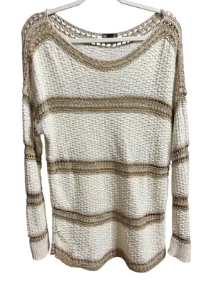 Eddie Bauer Open Chunky‎ Knit Sweater Boho Coastal Chic Pullover Sz L Oversized thumbnail 1