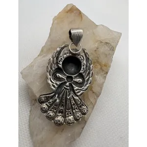 Vintage Sterling‎ Silver Angel Cherub Bow Pendant 925 SA Thailand Figural 7g thumbnail 3