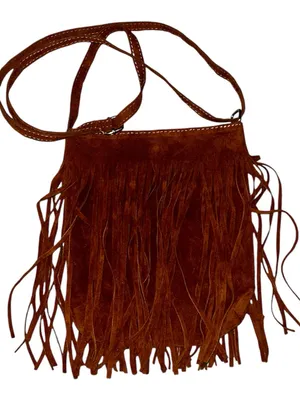 Fringe Faux Suede Crossbody Bag - Brown thumbnail 2