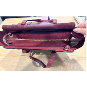 Kate Spade Burgundy Pebbled Leather and Suede Satchel Crossbody‎ Bag thumbnail 14