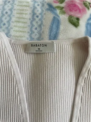 Aritzia Babaton Cream Ribbed V-Neck Cropped Tank thumbnail 2