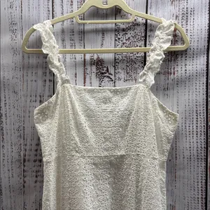 Lulu's Sincere Sweetheart White Cream Eyelet Lace Ruffled Midi Dress Size Medium thumbnail 6