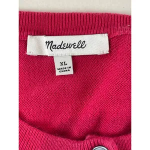 Madewell Pink Cotton Button‑Front Cardigan Crew Neck Womens Size XL thumbnail 2