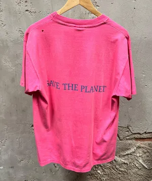 Hot Pink Vintage 90s Single Stitch Save The Planet T-Shirt XL OS thumbnail 5