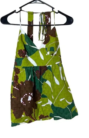 BCBGMAXAZRIA Womens‎ Halter Top Size Small Floral Tie Neck Summer Boho thumbnail 1