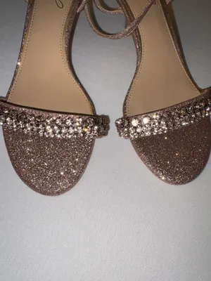 Badgley Mischka Loren Rose Gold Glitter Ankle-Strap Sandals Size 6.5 New in box thumbnail 2
