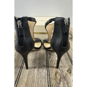Imagine Vince Camuto BLACK Glitter T-Strap Stiletto Sandal Heels SHOES SZ 8 thumbnail 6