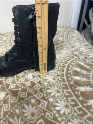 Time and Tru Black Lace-Up Side-Zip Combat Boots thumbnail 7