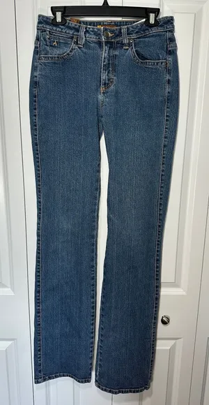 Wrangler Aura Jeans Womens 6 X-Tall Blue Regular Rise Bootcut‎ Straight Dark thumbnail 1