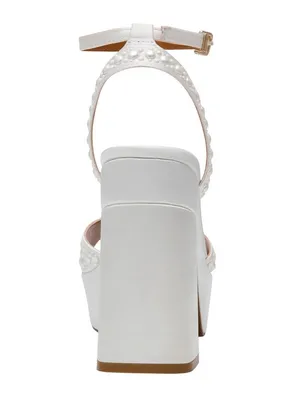 NWT DV Dolce Vita Platform Block Heeled Pearl Dress Sandal Ivory Off White 8.5M thumbnail 3