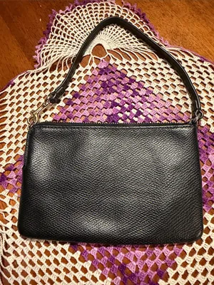 Coach Black Pebbled Leather Wristlet with Gold Logo thumbnail 3