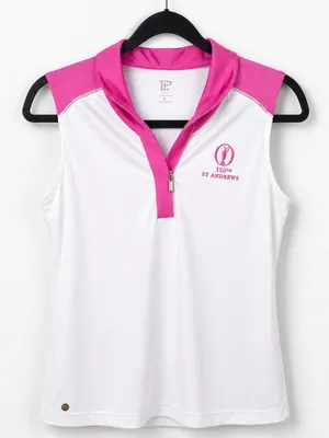 EP Pro Golf Polo Women’s S White Pink Sleeveless St Andrews 150th Anniversary thumbnail 2