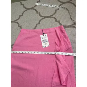 Zara RUFFLED LINEN BLEND MIDI SKIRT, Pink Size medium, 7950/939 NWT thumbnail 9