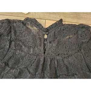 Monteau Black Lace Coquette Tiered Babydoll Blouse Top Women's Small NWT thumbnail 8